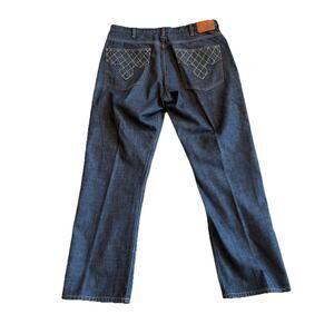 VGT Y2K Sean John Jeans Mens 36 Blue Baggy Loose Fit Honeycomb Design Pockets